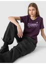 4F Dievčenské tričko s potlačou - tmavofialové
