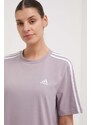 Bavlnené šaty adidas fialová farba, mini, oversize, IR6054
