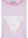 Detská bavlnená mikina Guess ružová farba, vzorovaná