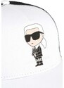 Detská bavlnená šiltovka Karl Lagerfeld biela farba, s nášivkou