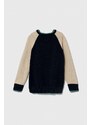 Detský bavlnený sveter Emporio Armani tmavomodrá farba, tenký