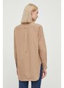 Bavlnená košeľa Polo Ralph Lauren dámska,béžová farba,voľný strih,s klasickým golierom,211945653