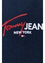 Mikina Tommy Jeans pánska, tmavomodrá farba, s kapucňou, s potlačou, DM0DM18631