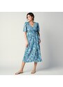 Blancheporte Dlhé šaty so zavinovacím efektom tyrkysová/blankytná modrá 036