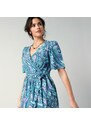 Blancheporte Dlhé šaty so zavinovacím efektom tyrkysová/blankytná modrá 036