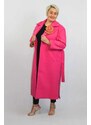 Taliansko Kabát s brošňou - ružový