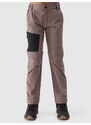 4F Dievčenské trekingové nohavice 2-v-1 4Way Stretch - hnedé