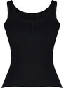 Trendyol Black Buttoned Fitted Cotton Stretch Ribbed Knitted Undershirt