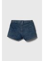 Detské rifľové krátke nohavice Guess jednofarebné, nastaviteľný pás