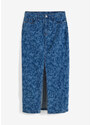 bonprix Potlačená džínsová midi sukňa, farba modrá
