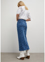 bonprix Potlačená džínsová midi sukňa, farba modrá