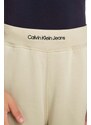 Detské tepláky Calvin Klein Jeans béžová farba, jednofarebné