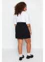 Trendyol Curve Black Plain A-line Knitted Gabardine Plus Size Skirt