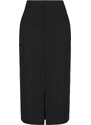 Trendyol Curve Čierna tkaná midi sukňa s vysokým pásom