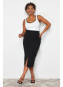 Trendyol Curve Black High Waist Midi Woven Skirt