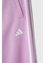 Detské tepláky adidas fialová farba, s potlačou