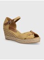 Sandále Tommy Hilfiger BASIC OPENED TOE MID WEDGE béžová farba, FW0FW04785