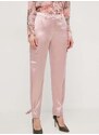 Nohavice Guess MARZIA dámske, ružová farba, rovné, vysoký pás, W4GB50 WG7C0