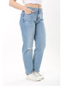 Şans Women's Plus Size Blue High Waist 5 Pocket Jeans