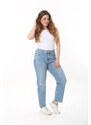 Şans Women's Plus Size Blue High Waist 5 Pocket Jeans