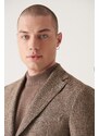 Avva Men's Brown Wool Blend Slim Fit Slim Fit Suit Jacket