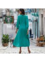 Blancheporte Jednofarebné dlhé šaty na gombíky zelená 048