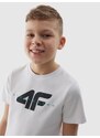 4F Chlapčenské tričko s potlačou z organickej bavlny - biele