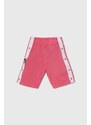 Detské krátke nohavice adidas Originals ružová farba, vzorované