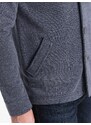 Ombre Clothing Pánska voľnočasová mikina s golierom na gombíky - tmavomodrá melanž V5 OM-SSZP-0171