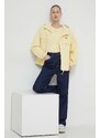 Bunda Tommy Jeans dámska, žltá farba, prechodná, DW0DW17747