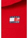 Bunda Tommy Jeans dámska,červená farba,prechodná,DW0DW17747