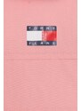 Bunda Tommy Jeans dámska, ružová farba, prechodná, DW0DW17747
