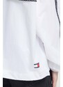 Bunda Tommy Jeans dámska, biela farba, prechodná, oversize, DW0DW17753