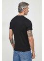 Bavlnené tričko Guess PIMA pánsky, čierna farba, s nášivkou, M2BP47 K7HD0
