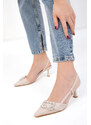 Soho Women's Beige Classic Heeled Shoes 18850