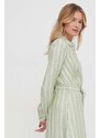 Ľanové šaty Mos Mosh zelená farba, midi, áčkový strih