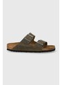 Nubukové šľapky Birkenstock Arizona zelená farba, 1027039