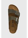 Nubukové šľapky Birkenstock Arizona zelená farba, 1027039
