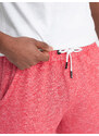 Ombre Clothing Pánske šortky LOOSE FIT z melanžovej tkaniny - svetlo červená V7 OM-SRSK-0116