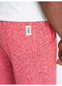 Ombre Clothing Pánske šortky LOOSE FIT z melanžovej tkaniny - svetlo červená V7 OM-SRSK-0116