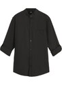 bonprix Košeľa s dlhým rukávom s vyhrnutím, pre chlapcov, farba čierna, rozm. 104/110