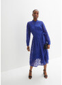 bonprix Košeľové šaty s čipkou, so spodnými šatami a šnúrkou na zaviazanie (3-dielne), farba modrá