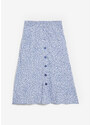 bonprix Viskózová sukňa s vreckami a pohodlným pásom, po kolená, farba modrá