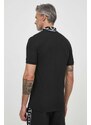 Polo tričko Lacoste pánsky, čierna farba, s nášivkou