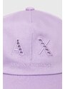 Bavlnená šiltovka Armani Exchange fialová farba, jednofarebná, 944206 4R108