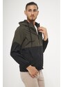 River Club Men's Khaki-black Two Color Inner Lined Waterproof Hooded Raincoat-wind cap