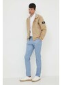 Bunda Calvin Klein Jeans pánska, béžová farba, prechodná, J30J325102