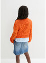bonprix Dievčenský pletený sveter, farba oranžová, rozm. 128/134