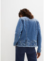 bonprix Džínsová bunda s výšivkou, farba modrá