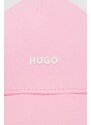 Bavlnená šiltovka HUGO ružová farba,s potlačou,50508845